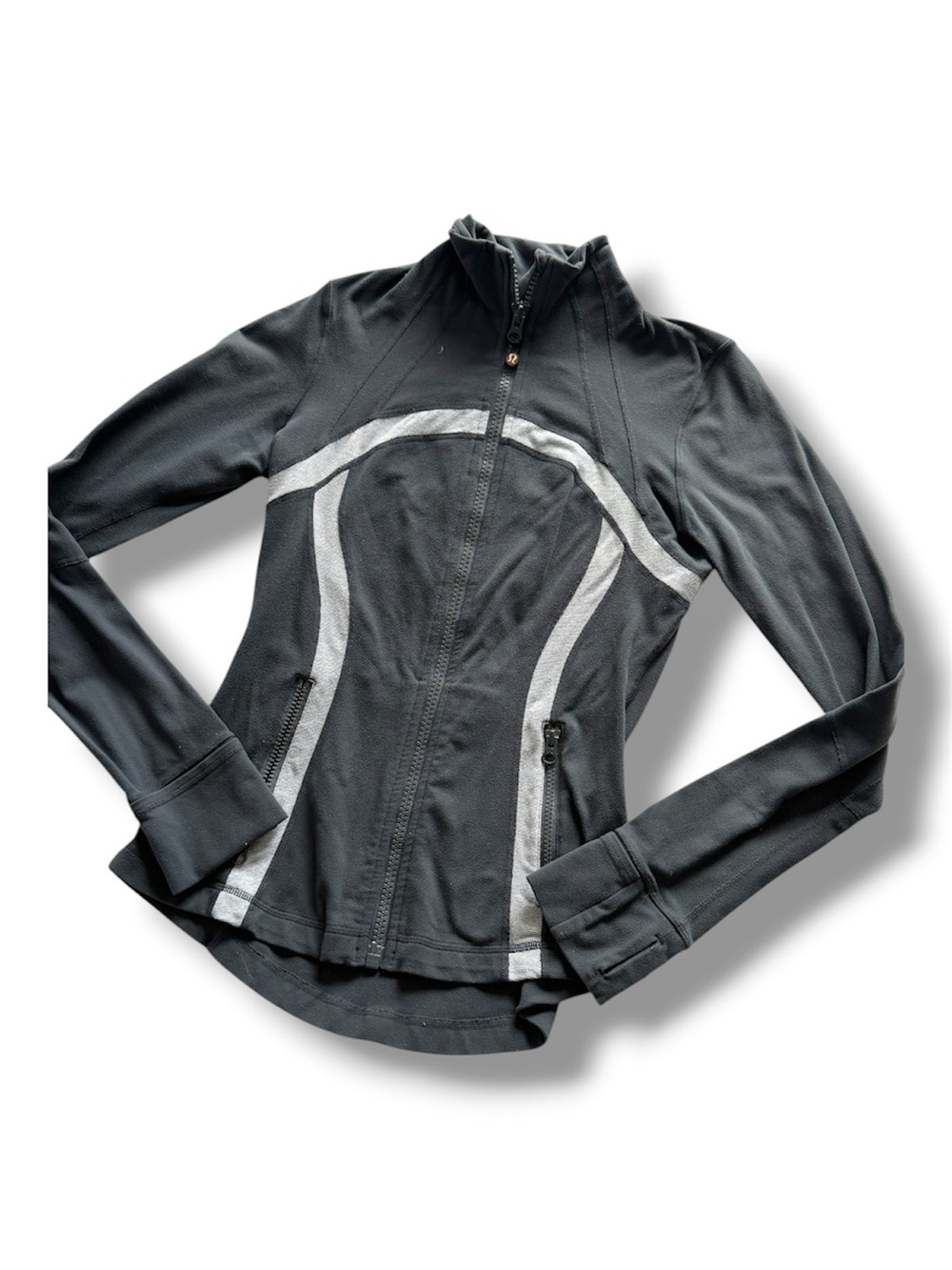 lululemon Define Grey Jacket Workout Dark Grey Charcoal Size 6 Striped